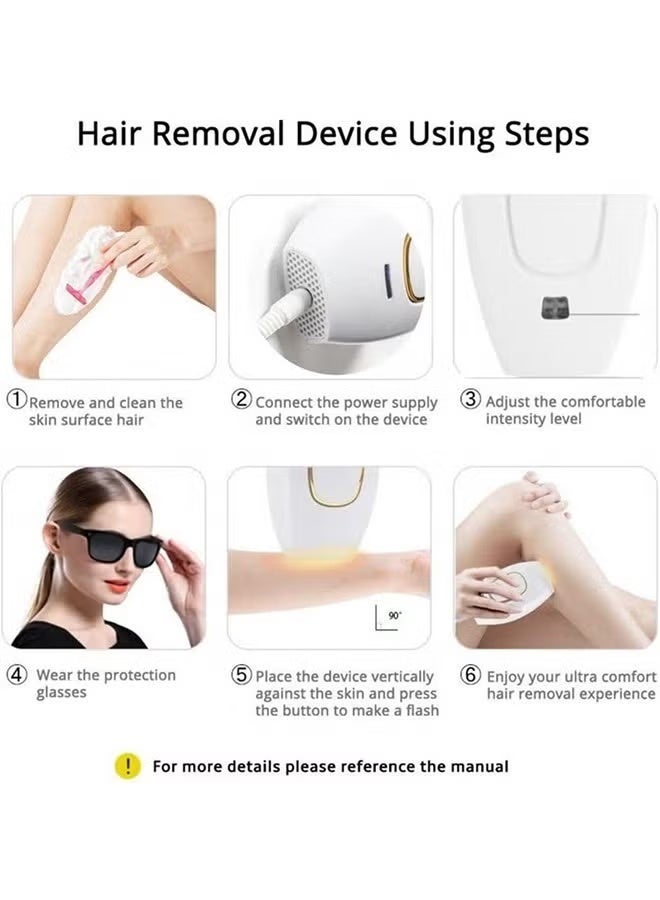 Laser Hair Removal Device For Home Use, Painless Permanent Hair Removal, Facial And Body Hair Removal Machine For Women And Men,White - Image 4
