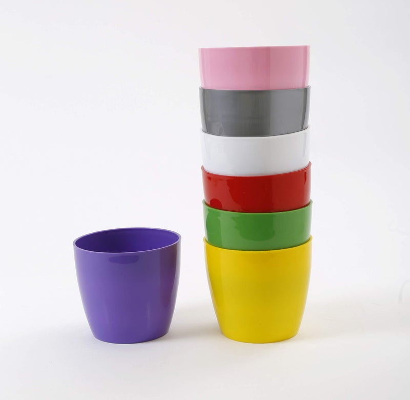 CAPPL Plastic Flower Pot for Home Office Indoor & Outdoor Garden, Multicolor, 5 inch, (Pack of 25) - Image 1