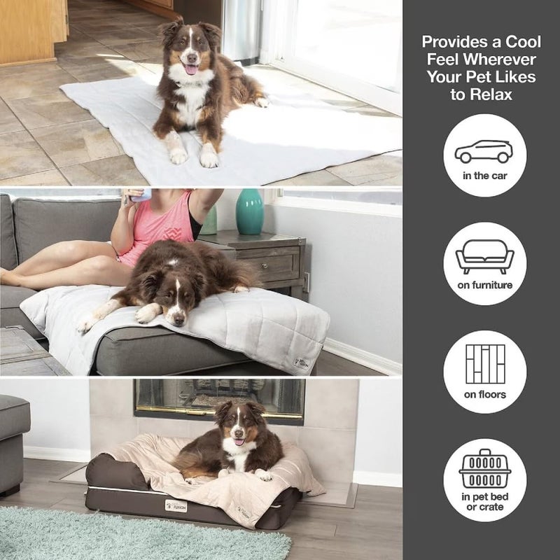 PetFusion Premium Cat and Dog Cooling Blanket. Lightweight Pet Blanket | Machine Washable | Multiple Sizes: for Pets Small to Extra-Large | Multiple Colors: Grey and Brown - Image 2