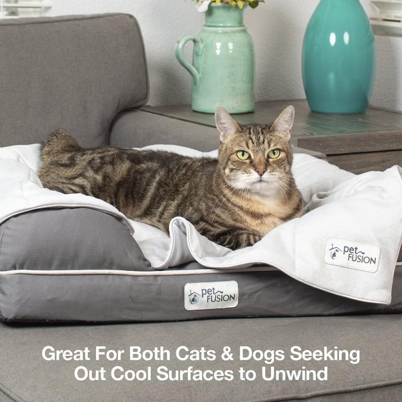 PetFusion Premium Cat and Dog Cooling Blanket. Lightweight Pet Blanket | Machine Washable | Multiple Sizes: for Pets Small to Extra-Large | Multiple Colors: Grey and Brown - Image 3