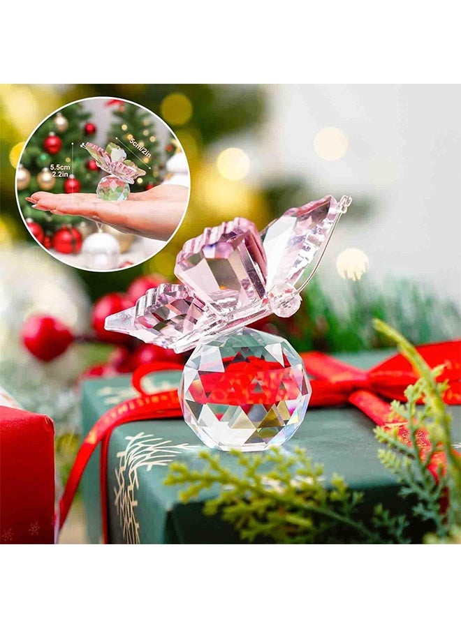 ليمون مجموعة تماثيل صغيرة على شكل فراشة طائرة من الكريستال الأرجواني مع قاعدة من كرات الكريستال، مصنوعة من زجاج مقطوع، قابلة للتجميع. - Image 3