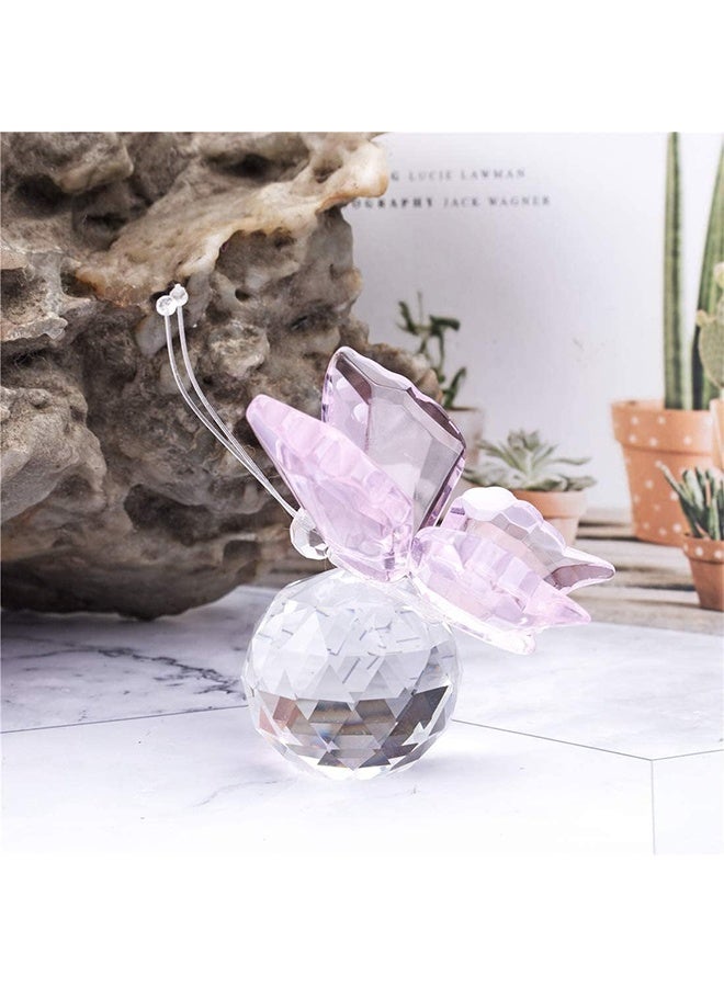 ليمون مجموعة تماثيل صغيرة على شكل فراشة طائرة من الكريستال الأرجواني مع قاعدة من كرات الكريستال، مصنوعة من زجاج مقطوع، قابلة للتجميع. - Image 4