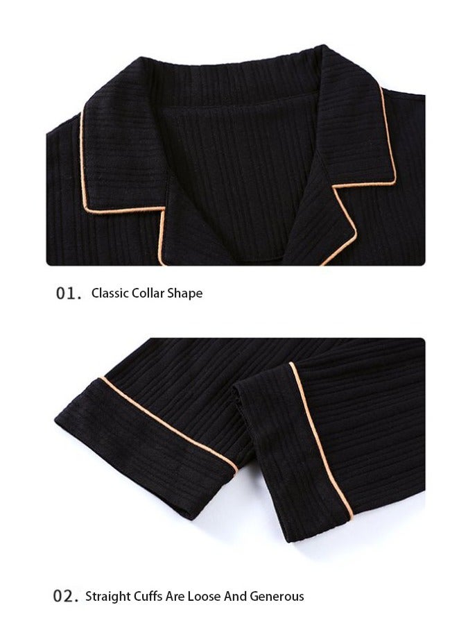 Men's Pajama Set, Cotton Long Sleeve Striped Pajama Set Two Pieces of Casual Pajamas  - Image 2