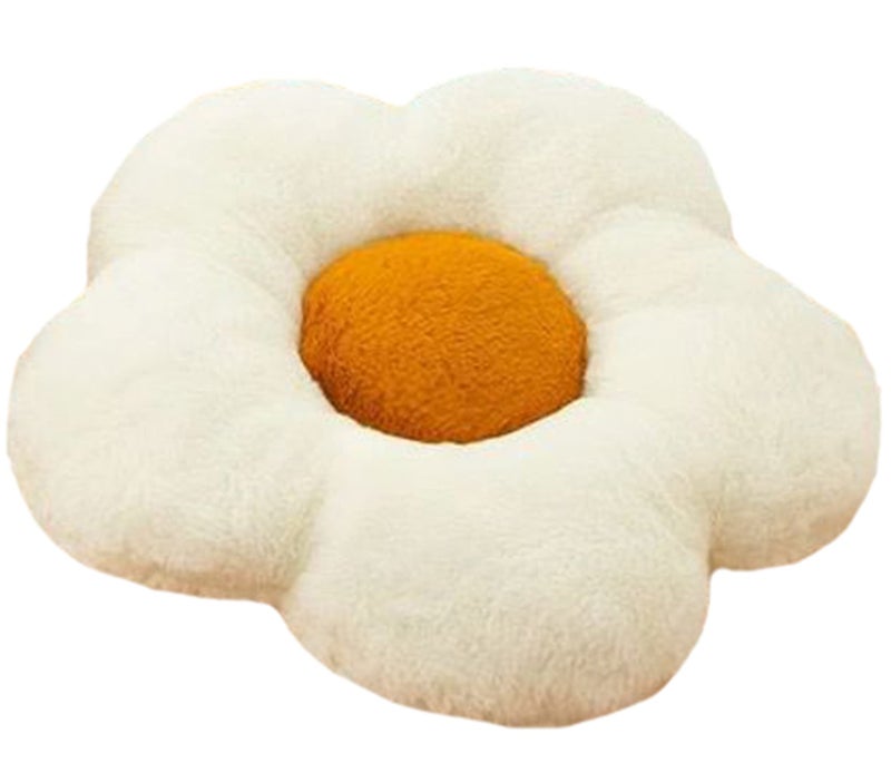 YILANLAN Cute Flower Cushion Plush Floor Pillow Casual Comfortable Pillow Office Living Room Bed Decoration Cushion Simple Room Decoration 50cm Khaki