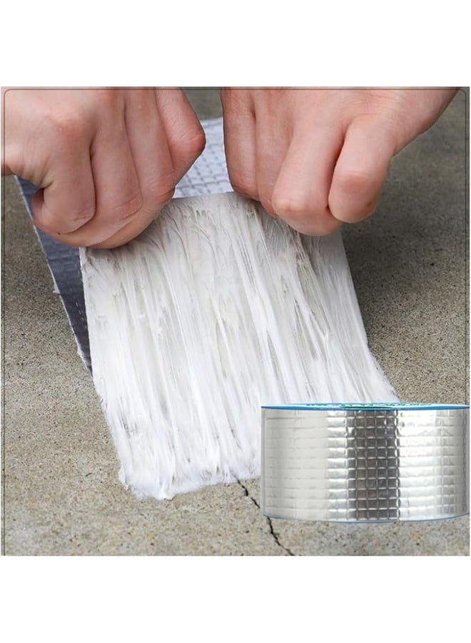 شريط ألمنيوم لاصق قوي مع مطاط البيوتيل، شريط مانع للتسرب للمناطق الرطبة لإصلاح الأسقف، الجدران، والأنابيب، مقاوم للماء، عالي القوة، 5 سم × 5 م - Image 2