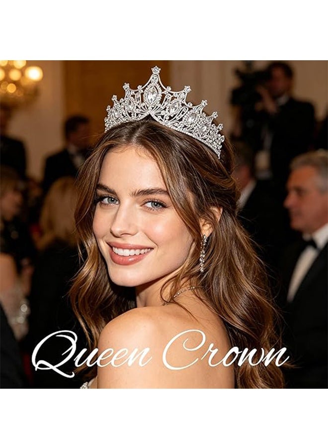 Ba Love Silver Ladies' Tiara, Queen Crystal Crown Wedding Headpiece and Princess Crown for Girls' Birthday Party - Image 2
