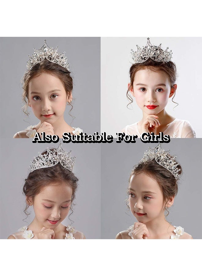 Ba Love Silver Ladies' Tiara, Queen Crystal Crown Wedding Headpiece and Princess Crown for Girls' Birthday Party - Image 4