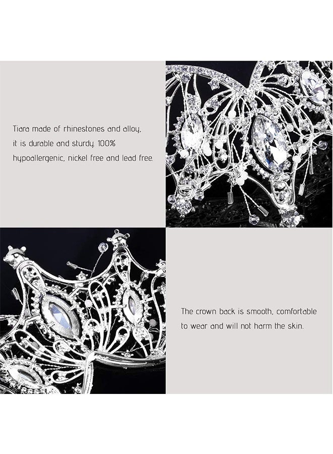 Ba Love Silver Ladies' Tiara, Queen Crystal Crown Wedding Headpiece and Princess Crown for Girls' Birthday Party - Image 3
