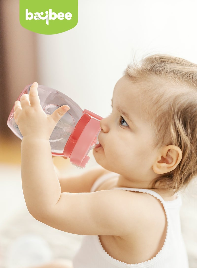 BAYBEE 600 ML Baby Sipper  Bottle for Kids  | Leak Proof Kids Sipper Bottle with Silicone Straw & Carry Rope | BPA Free & Non Toxic Water Bottle for Kids | Baby Sippy Cups for Toddler 6+ Months Pink - Image 3