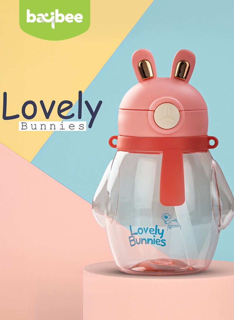 BAYBEE 600 ML Baby Sipper  Bottle for Kids  | Leak Proof Kids Sipper Bottle with Silicone Straw & Carry Rope | BPA Free & Non Toxic Water Bottle for Kids | Baby Sippy Cups for Toddler 6+ Months Pink - Image 2
