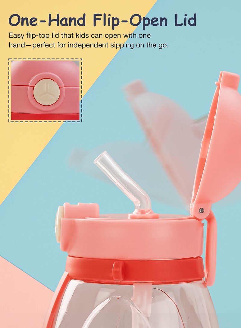 BAYBEE 600 ML Baby Sipper  Bottle for Kids  | Leak Proof Kids Sipper Bottle with Silicone Straw & Carry Rope | BPA Free & Non Toxic Water Bottle for Kids | Baby Sippy Cups for Toddler 6+ Months Pink - Image 4