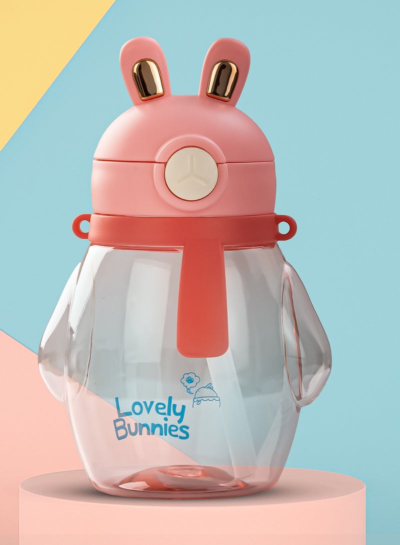 BAYBEE 600 ML Baby Sipper  Bottle for Kids  | Leak Proof Kids Sipper Bottle with Silicone Straw & Carry Rope | BPA Free & Non Toxic Water Bottle for Kids | Baby Sippy Cups for Toddler 6+ Months Pink - Image 1