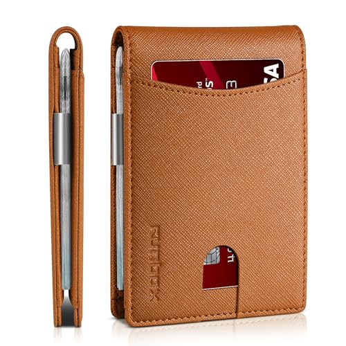 RUNBOX Money Clip Slim Wallets for Men RFID Blocking 11 Card Holder Minimalist Small Leather Bifold Men's Front Pocket Wallet Gift Box - Image 1