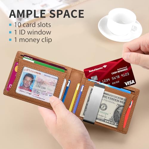RUNBOX Money Clip Slim Wallets for Men RFID Blocking 11 Card Holder Minimalist Small Leather Bifold Men's Front Pocket Wallet Gift Box - Image 2
