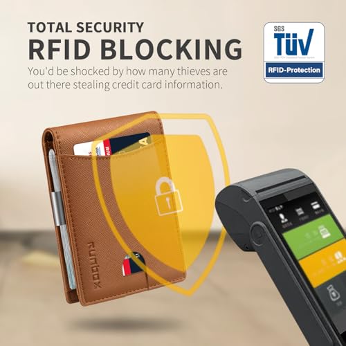 RUNBOX Money Clip Slim Wallets for Men RFID Blocking 11 Card Holder Minimalist Small Leather Bifold Men's Front Pocket Wallet Gift Box - Image 5