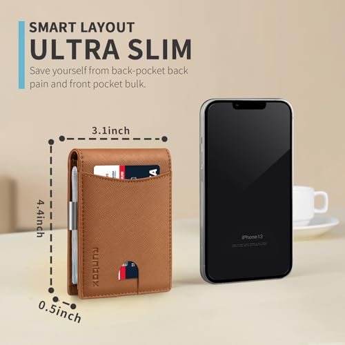 RUNBOX Money Clip Slim Wallets for Men RFID Blocking 11 Card Holder Minimalist Small Leather Bifold Men's Front Pocket Wallet Gift Box - Image 3