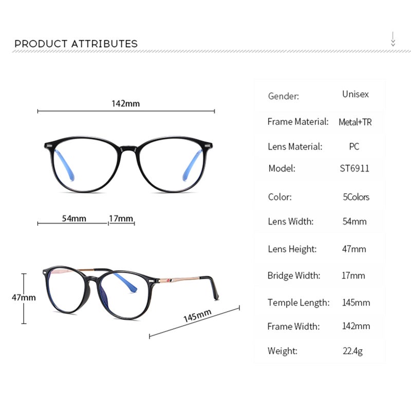 Fashion Anti-blue Light Glasses Literary Style Students Plain Glass Spectacles Metal Frame Computer Eye-protection Glasses - Image 5