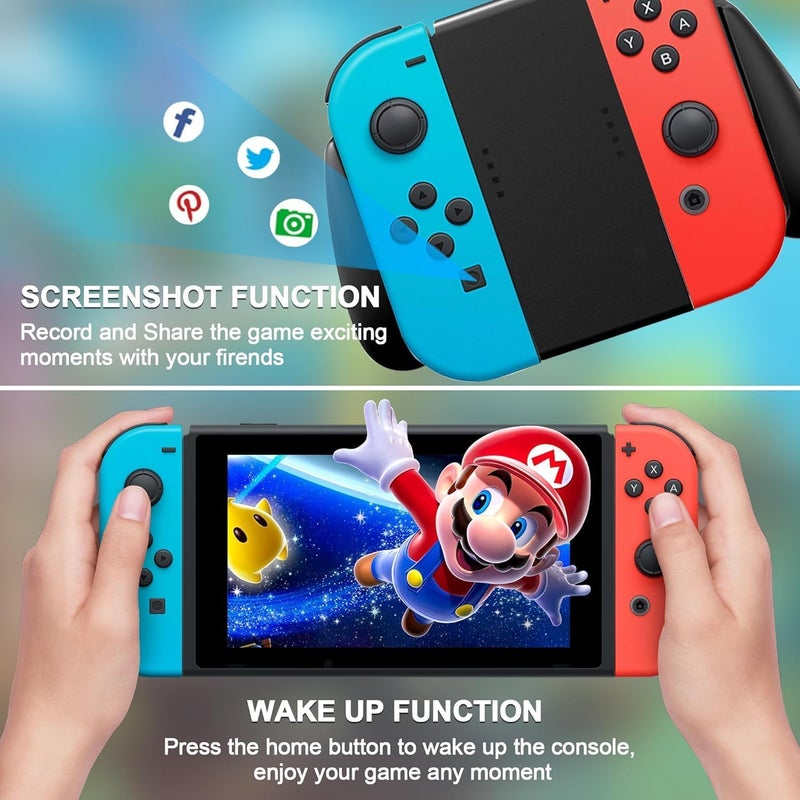 تيلانبو نينتندو: وحدة تحكم Joy-Con Oled Switch لجهاز Nintendo Switch مع تغذية راجعة، وتحكم في الحركة بـ 6 محاور، ووظيفة التسريع (Turbo Function)، وعدم حدوث انحراف في حركة عجلات التحكم ثلاثية الأبعاد (3D Joysticks)، واهتزاز بمحركين، وعمر بطارية طويل، وإضاءة RGB. - Image 3