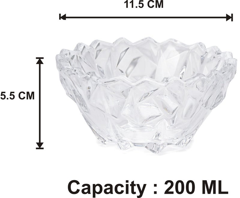 Somil Beautiful Clear Glass Bowl, Ideal for ServingVegetable, Soup, Snacks, Lunch, Dinner 200 Ml, 11.5 X 11.5 X 5.5 Cm - Image 3