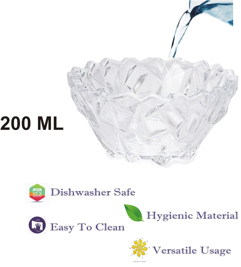 Somil Beautiful Clear Glass Bowl, Ideal for ServingVegetable, Soup, Snacks, Lunch, Dinner 200 Ml, 11.5 X 11.5 X 5.5 Cm - Image 4