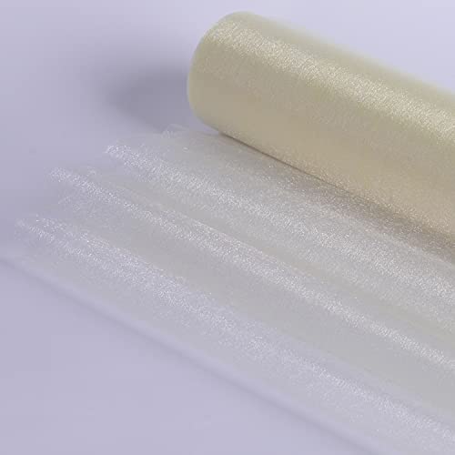ICOSHOW Crystal Organza Fabric Tulle - 16" by 50 Yards Sheer Fabric for Wedding Party Decoration Bridal Shower Tutu Roll Netting Spool Ribbon Wrapping (Ivory) - Image 2