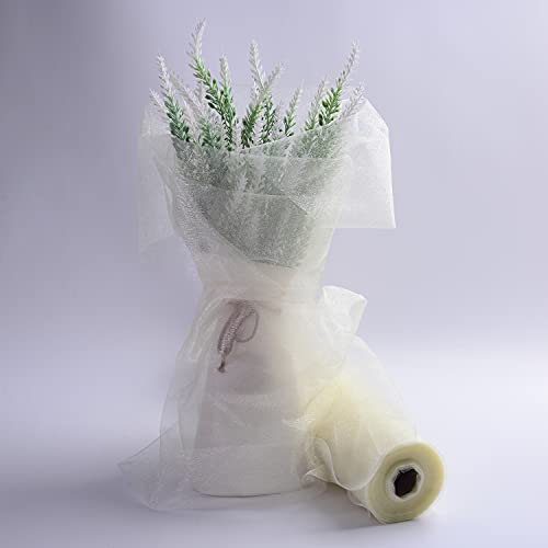 ICOSHOW Crystal Organza Fabric Tulle - 16" by 50 Yards Sheer Fabric for Wedding Party Decoration Bridal Shower Tutu Roll Netting Spool Ribbon Wrapping (Ivory) - Image 4