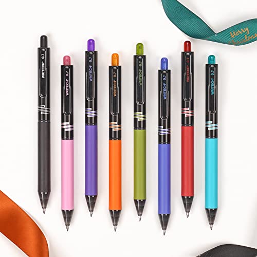 WRITECH Retractable Gel Ink Pens: Multi Colored 0.7mm Medium Point Colorful Click Pen for Smooth Writing Journaling Drawing Notetaking No Bleed & Smear & Smudge 8ct Vibrant Assorted Colors - Image 1