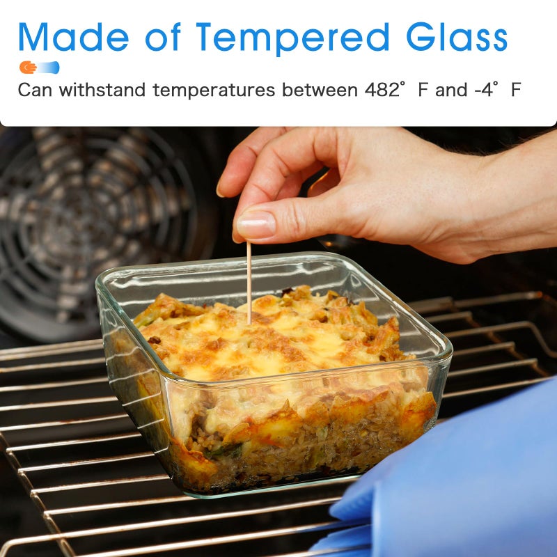 NUTRIUPS 1.1QT Square Glass Baking Dish with Lid, 6Ã—6 inches Deep Small Baking Dish with Lid, Square Glass Baking Dishes for Oven - Image 3