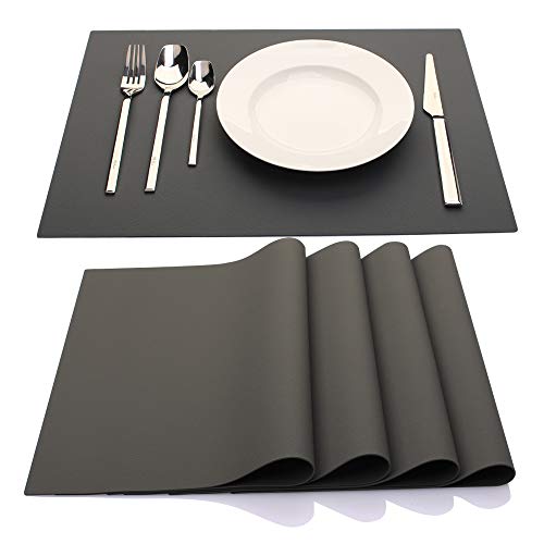 IYYI Silicone Placemats, Placemats for Kids, Placemats Set of 4 Waterproof Heat Resistant Non-Slip Kitchen Table Mats for Dining Table, Easy to Clean (Dark Gray01) - Image 1