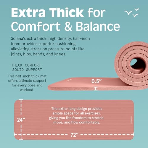 Retrospec Solana Yoga Mat 1/2" Thick w/Nylon Strap for Men & Women - Non Slip Excercise Mat for Yoga, Pilates, Stretching, Floor & Fitness Workouts - Image 3