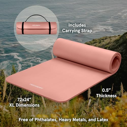Retrospec Solana Yoga Mat 1/2" Thick w/Nylon Strap for Men & Women - Non Slip Excercise Mat for Yoga, Pilates, Stretching, Floor & Fitness Workouts - Image 2