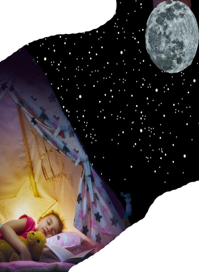 Desi Rang Glow in The Dark Stars & Moon (407 Tiny Stars, one 30 cm Moon, Grey) Wall Stickers 3D Luminous Ceiling Decals for Kids Bedroom, Nursery & Home Decor Self-Adhesive Radium Starry Sky Set - Image 1