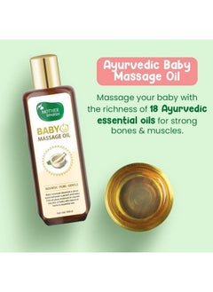 Mother Sparsh Ayurvedic Baby Massage Oil 18 Herbal Extracts And Oils Lajjalu Tagar Almond & Avo + Plant Powered Natural Baby Wash 200 Ml  - Image 3