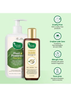 Mother Sparsh Ayurvedic Baby Massage Oil 18 Herbal Extracts And Oils Lajjalu Tagar Almond & Avo + Plant Powered Natural Baby Wash 200 Ml  - Image 5