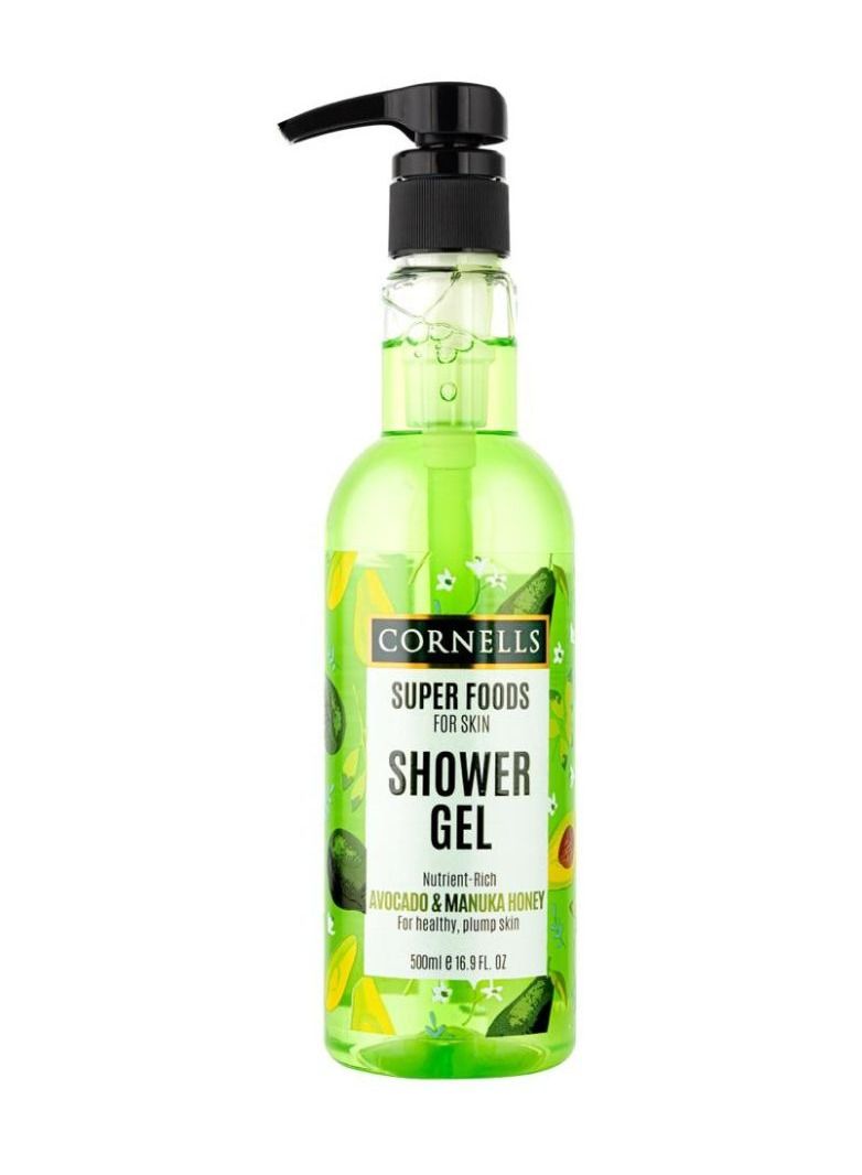 CORNELLS Super Foods For Skin Shower Gel Nutrient Rich Avocado And Manuka Honey For Healthy Plump Skin 500ml