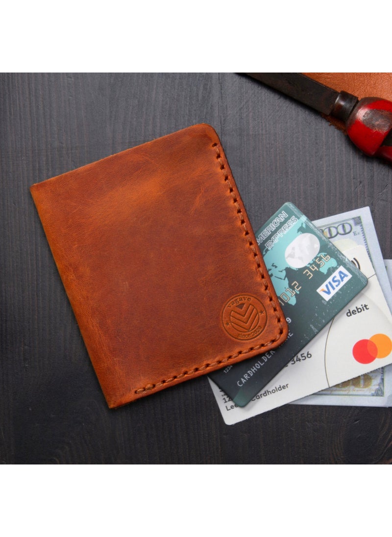 Vagave Leather Wallet Handmade Genuine Crazy Leather Men's Wallet Card Holder Brown  - Image 2