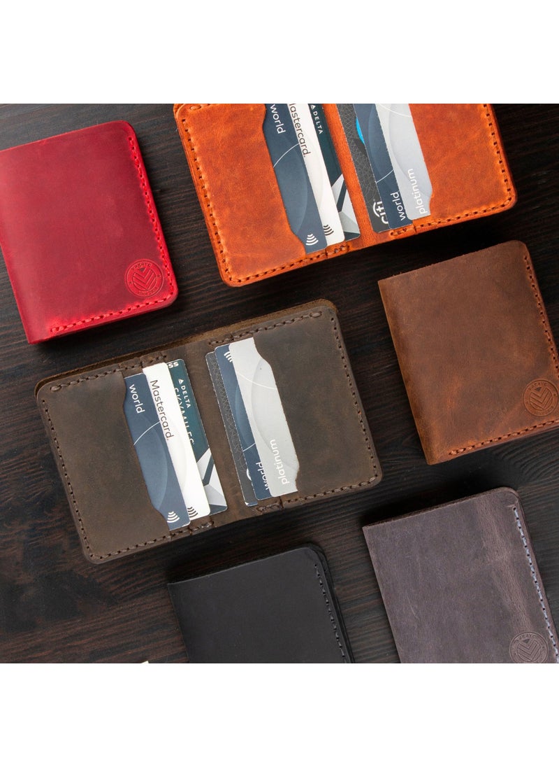 Vagave Leather Wallet Handmade Genuine Crazy Leather Men's Wallet Card Holder Brown  - Image 4