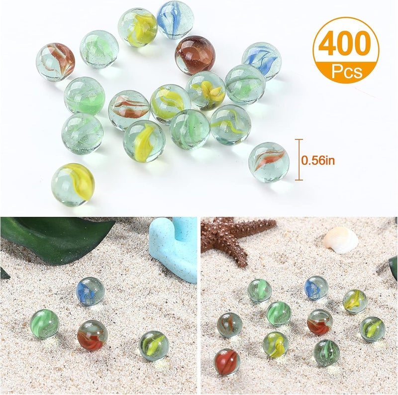 CHUKEMAOYI 400 قطعة من كرات الزجاج المختلطة الألوان، بحجم 9/16 بوصة، للأطفال لألعاب الكرات، والأعمال اليدوية والديكور المنزلي - Image 2