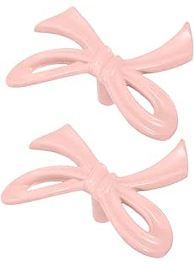 Pink Bow Cabinet Knobs Drawer Pulls Set of 2 for Furniture Wardrobe Dresser Kitchen - Image 1
