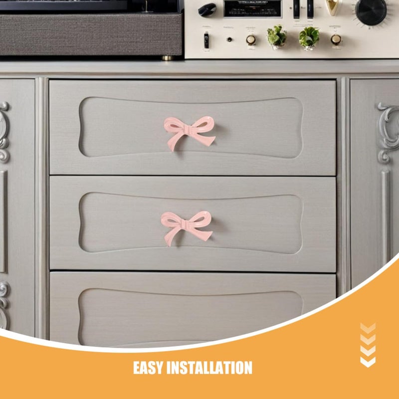 Pink Bow Cabinet Knobs Drawer Pulls Set of 2 for Furniture Wardrobe Dresser Kitchen - Image 4