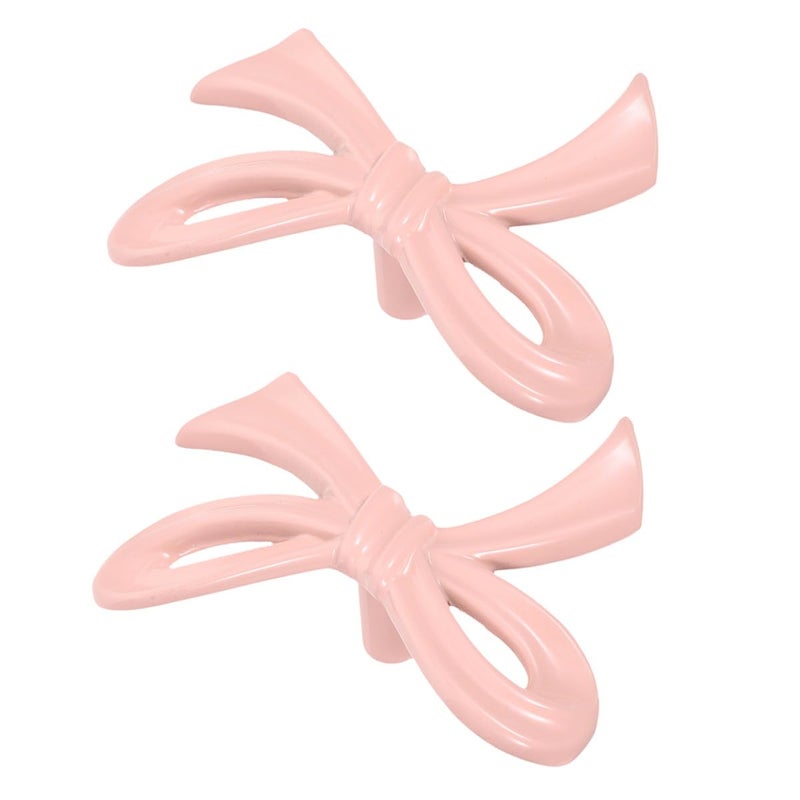 Pink Bow Cabinet Knobs Drawer Pulls Set of 2 for Furniture Wardrobe Dresser Kitchen - Image 2