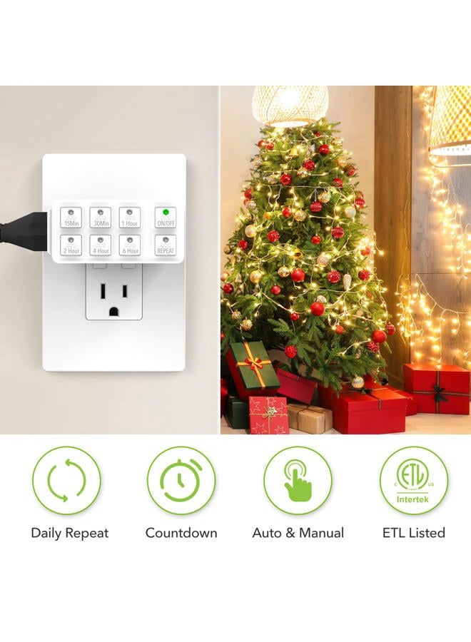 BN-LINK Indoor Countdown Timer with Repeat Function, Heavy Duty Accurate Compact Size for Charger Vacation Security, 3-Prong Grounded Outlet, 15A/1875W ½ HP ETL Listed - Image 4