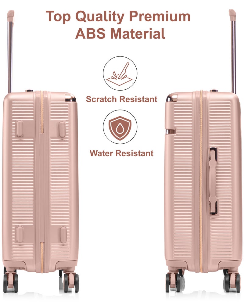SENATOR hard case large checked luggage trolley for unisex abs lightweight 4 double wheeled suitcase with built in tsa type lock a5123 milk pink - Image 3