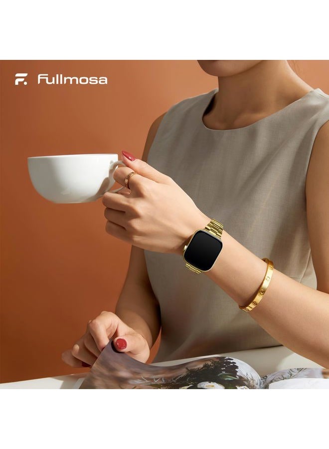 Fullmosa سوار ساعة آبل معدني متوافق 38 مم 40 مم 41 مم، نسخة مطورة من سوار الفولاذ المقاوم للصدأ مع علبة لسلسلة ساعة آبل 9/8/7/6/5/4/3/2/1/SE2/SE، ذهبي - Image 5