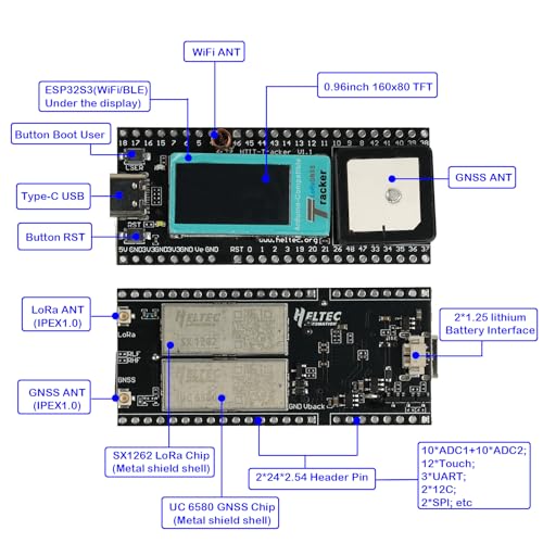 DIYmall Wireless Tracker Development Kit LoRa 915MHz SX1262 ESP32-S3 WiFi+BT UC6580 GPS GNSS Receiver for Arduino Meshtastic IoT LoRaWAN - Image 3