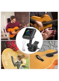 Thoraya Aroma Guitar Clipon Tuner USB Rechargeable Builtin Battery Violin Ukulele AT102(Black )  - Image 5