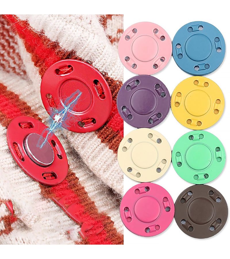 12.5mm White 6 Pairs Magnetic Snap Buttons Set for Clothing Invisible Sewing Fasteners - Image 1