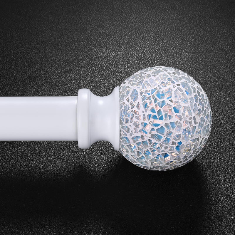 hei! dear White Curtain Rods for Windows 48 to 84 Inch,1 Inch Adjustable Heavy Duty Decorative Mosaic Colourful Ball Curtain Rod, Telescoping Window Rod for Bedroom, White Drapery Rods 36-88" - Image 1