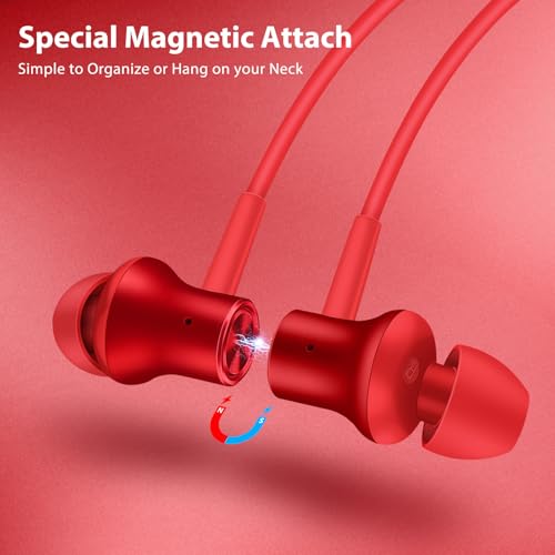 Jiunai USB C Wired Earbuds for iPhone 17 Pro Max 16e Headphone with USB C Plug in Ear Magnetic Stereo Corded Type C Ear Budsfor iPhone 16 15 for Samsung S26 S25 S24 for iPad Red Teen Women Men - Image 4
