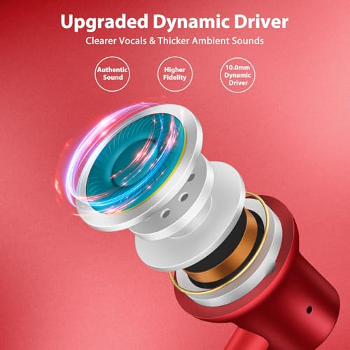 Jiunai USB C Wired Earbuds for iPhone 17 Pro Max 16e Headphone with USB C Plug in Ear Magnetic Stereo Corded Type C Ear Budsfor iPhone 16 15 for Samsung S26 S25 S24 for iPad Red Teen Women Men - Image 3
